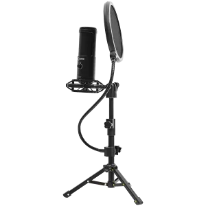 LORGAR Voicer 721, Gaming Microphone, Black, USB condenser microphone with tripod stand, pop filter, including 1 microphone, 1 Height metal tripod, 1 plastic shock mount, 1 windscreen cap, 1,2m metel type-C USB cable, 1 pop filter, 154.6x56.1mm
