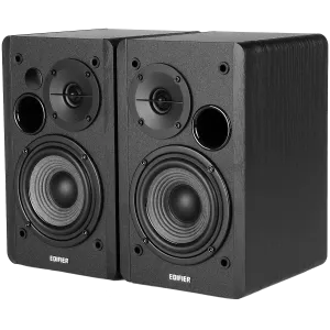 Edifier R1280DB 2.0 Bookshelf Speakers, BT V5.1, Optical, Coaxial, RCA, 0.5-inch Tweeters, 4-inch Drivers, 42W (RMS), Control Knobs and Remote Control, Black