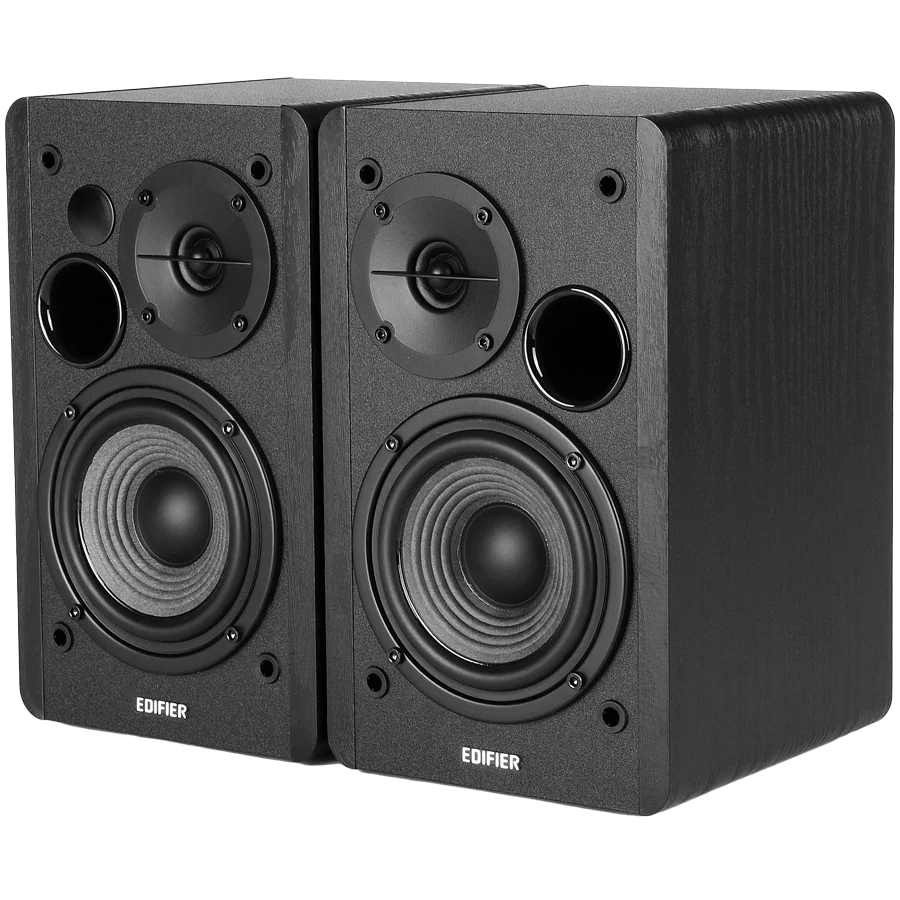 Edifier R1280DB 2.0 Bookshelf Speakers, BT V5.1, Optical, Coaxial, RCA, 0.5-inch Tweeters, 4-inch Drivers, 42W (RMS), Control Knobs and Remote Control, Black