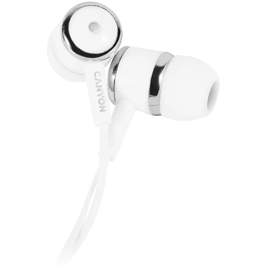 CANYON Stereo earphones with microphone, White