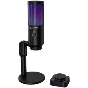 LORGAR SMP40, RGB Microphone with external mute button and metal stand, Black