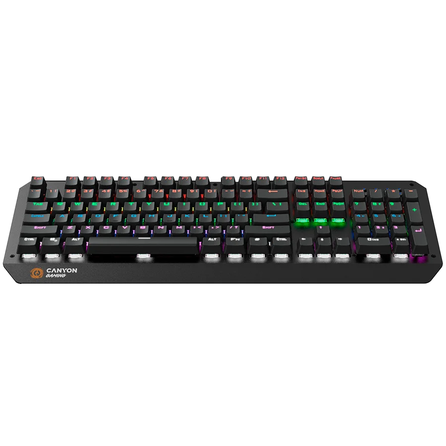 CANYON Hazard GK-6, Wired multimedia gaming keyboard with lighting effect, 108pcs rainbow LED, Numbers 104keys, EN double injection layout, cable length 1.8M, 450.5*163.7*42mm, 0.90kg, color black