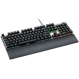 CANYON Nightfall GK-7, Wired Gaming Keyboard,Black 104 mechanical switches,60 million times key life, 22 types of lights,Removable magnetic wrist rest,4 Multifunctional control knob,Trigger actuation 1.5mm,1.6m Braided cable,US layout,dark grey, size:435*