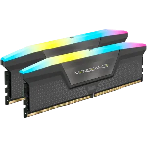 CORSAIR DDR5, 6000MT/s 32GB 2x16GB DIMM, 30-36-36-76, Std PMIC, AMD EXPO, VENGEANCE RGB DDR5 Cool Grey Heatspreader, Black PCB, 1.4V