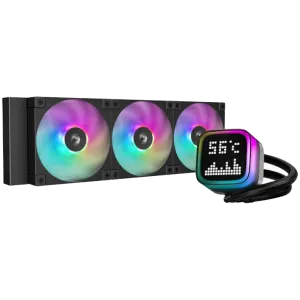 DeepCool LP360, 360mm CPU Liquid Cooler, 3x120mm ARGB PWM Fans, Dot-matrix Screen, Anti-Leak Technology, Black, LGA1851/1700/1200/1151/1150/1155, AMD AM5/AM4, 5Y, R-LP360-BKMSNC-G-1