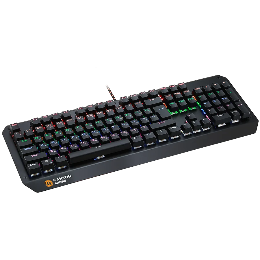 CANYON Hazard GK-6, Wired multimedia gaming keyboard with lighting effect, 108pcs rainbow LED, Numbers 104keys, EN double injection layout, cable length 1.8M, 450.5*163.7*42mm, 0.90kg, color black