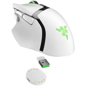 Razer Basilisk V3 Pro White, Wireless Gaming Mouse, True 30000 dpi, Focus Pro 30K Optical Sensor, Gen-3 Optical Mouse Switches, 11 programmable buttons, Razer Speedflex Cable USB Type C, 90-million Clicks