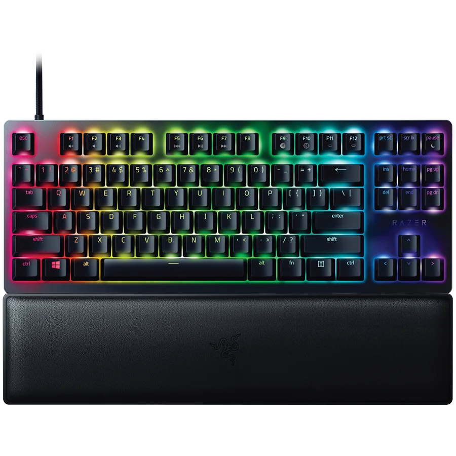 Razer Huntsman V2 Tenkeyless, Optical Gaming Keyboard (Clicky Optical Switch), US Layout, Doubleshot PBT Keycaps, Sound Dampening Foam, Razer Chroma™ RGB, Up to 8000Hz polling rate, Aluminum matte top plate