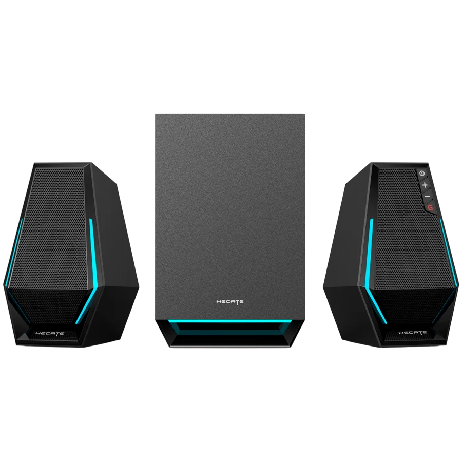 Edifier G1500 MAX 2.1 Audio System, BT V5.3, USB, AUX, 2.5-inch Drivers, 4-inch Subwoofer, RGB Lighting, 30W (RMS), Black