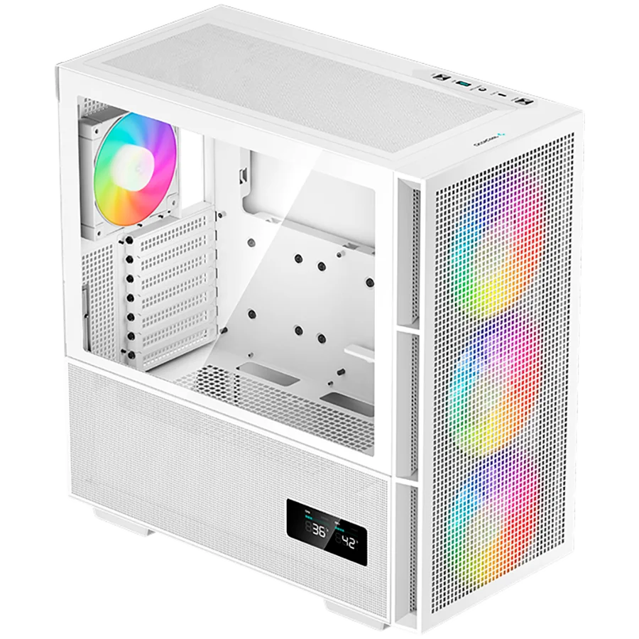 DeepCool CH560 Digital WH, Mid Tower, Mini-ITX/Micro-ATX/ATX/E-ATX, 1xUSB3.0, 1xType-C, 1xAudio, 3x140mm+1x120mm Pre-Installed ARGB Fans, Tempered Glass, Mesh Panels, Dual-Status Digital Display, GPU Support Arm, White, R-CH560-WHAPE4D-G-1 DeepCool CH560 Digital WH, Mid Tower, Mini-ITX/Micro-ATX/ATX/E-ATX, 1xUSB3.0, 1xType-C, 1xAudio, 3x140mm+1x120mm Pre-Installed ARGB Fans, Tempered Glass, Mesh Panels, Dual-Status Digital Display, GPU Support Arm, White, R-CH560-WHAPE4D-G-1