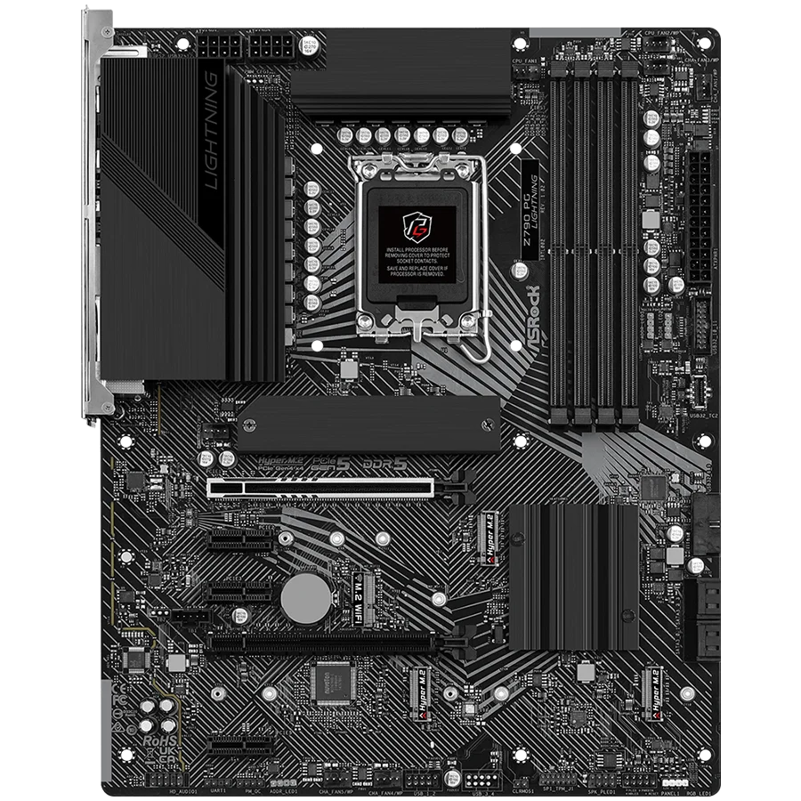 ASROCK MB Desktop Z790 PG Lightning (S1700, 4x DDR5, 1x PCIe 4.0 x16, 1x PCIe 5.0 x16, 3x PCIe 3.0 x1, 4x Hyper M.2, 4x SATA3 6.0Gb/s, RAID 0,1,5,10, 2x USB-C, 10x USB 3.2, 3x USB 2.0, 1x RJ-45 2.5GB, 1x HDMI, ATX