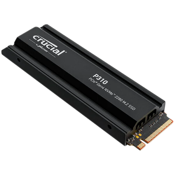 Crucial P310 1TB PCIe Gen4 2280 NVMe M.2 SSD with heatsink Crucial P310 1TB PCIe Gen4 2280 NVMe M.2 SSD with heatsink