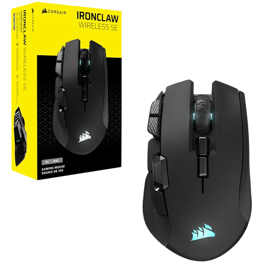 CORSAIR IRONCLAW WIRELESS SE Gaming Mouse, Wireless, Backlit RGB LED, 26000 DPI, Optical