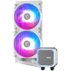 MSI MAG CORELIQUID A13 240 WHITE, 2x120mm Pre-installed ARGB Daisy Chain Fans, Replacable Top Cover, Copper Base Intel LGA 1700/1851, AMD AM5/AM4, 3Y Warranty