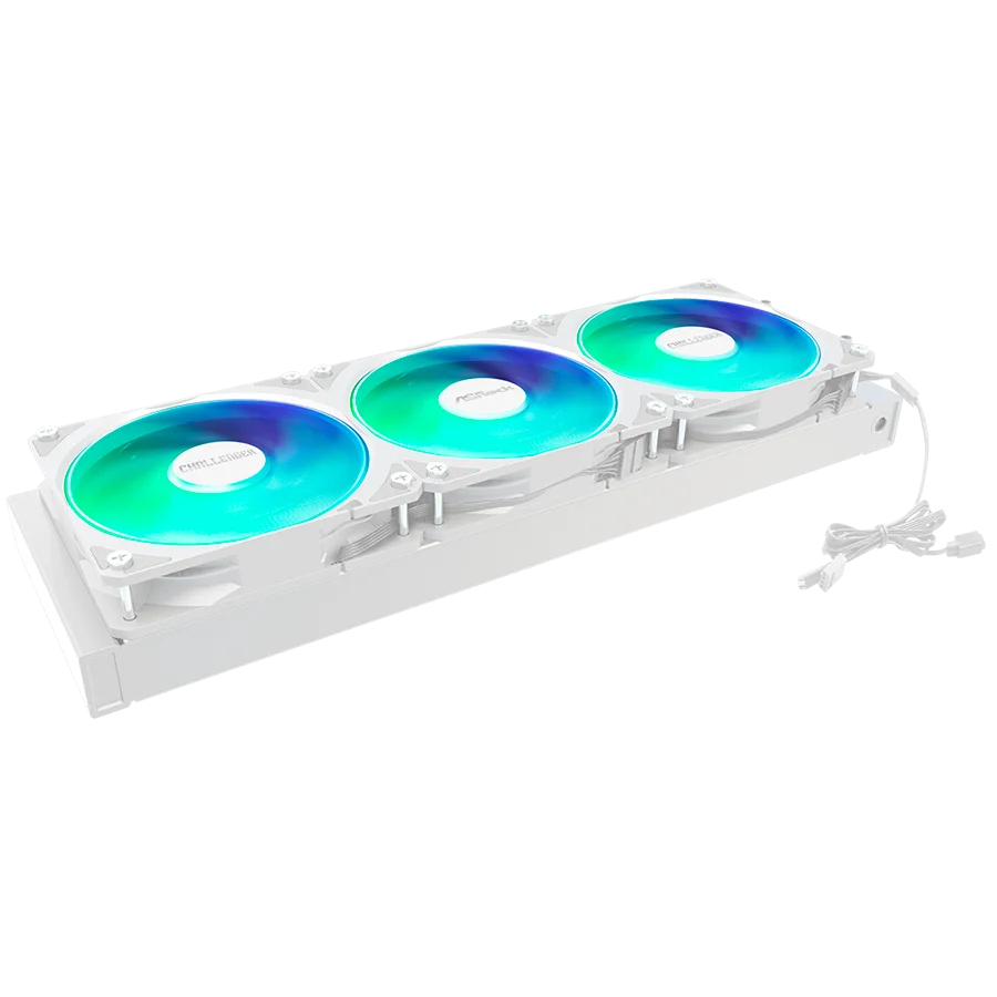 Asrock Challenger White 360 Digital, AiO liquid cooler, ARGB, Digital display, 360 mm radiator, AM5, AM4, LGA1851, LGA1700, 90-ACLA36-WAAGA6, White, 6Y