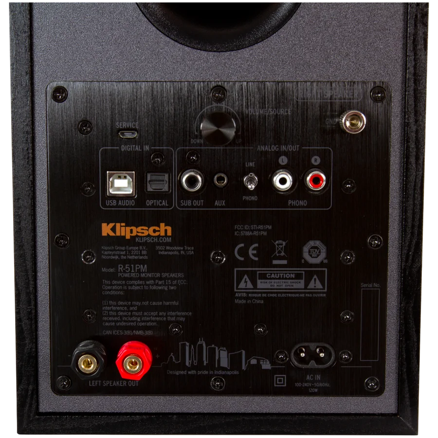 Klipsch Reference R-51PM Powered Bookshelf Speakers, Black, Pair