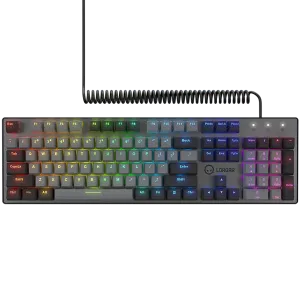 LORGAR Azar 514, Wired mechanical gaming keyboard, RGB backlight, 1680000 colour variations, 18 modes, keys number: 104, 50M clicks, linear dream switches, spring cable up to 3.4m, ABS plastic+metal, magnetic cover, 450*136*39mm, 1.17kg, black, EN layout