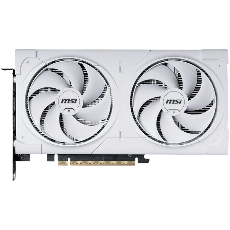 MSI Video Card NVIDIA GeForce RTX 5060 Ti 8G VENTUS 2X OC WHITE PLUS, 8GB GDDR7, 128-bit, 2617 MHz Boost, 4608 CUDA Cores, PCIe 5.0 (x8), 3x DP 2.1b, HDMI 2.1b, RAY TRACING, Dual Fan, 180W TDP, 8-pin PCIe Power, G-SYNC, 2-Slot, 3Y