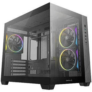 DeepCool CG330-3F, Mid Tower, Mini-ITX/Micro-ATX(Rear Connector), 1xUSB3.0, 2xUSB2.0, 1xAudio, 3x120mm Pre-Installed ARGB Fans, Tempered Glass, Mesh Panel, Black, R-CG330-BKNGM3-G