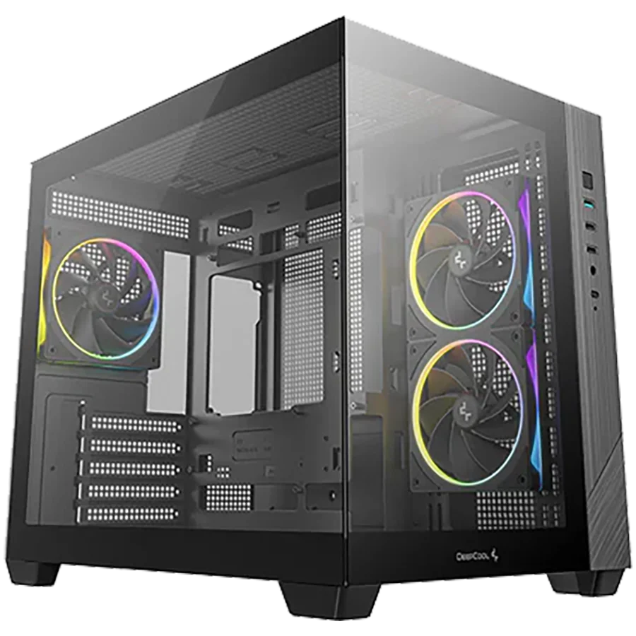 DeepCool CG330-3F, Mid Tower, Mini-ITX/Micro-ATX(Rear Connector), 1xUSB3.0, 2xUSB2.0, 1xAudio, 3x120mm Pre-Installed ARGB Fans, Tempered Glass, Mesh Panel, Black, R-CG330-BKNGM3-G