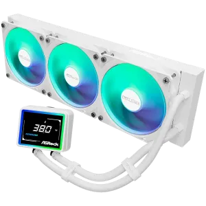 Asrock Challenger White 360 Digital, AiO liquid cooler, ARGB, Digital display, 360 mm radiator, AM5, AM4, LGA1851, LGA1700, 90-ACLA36-WAAGA6, White, 6Y