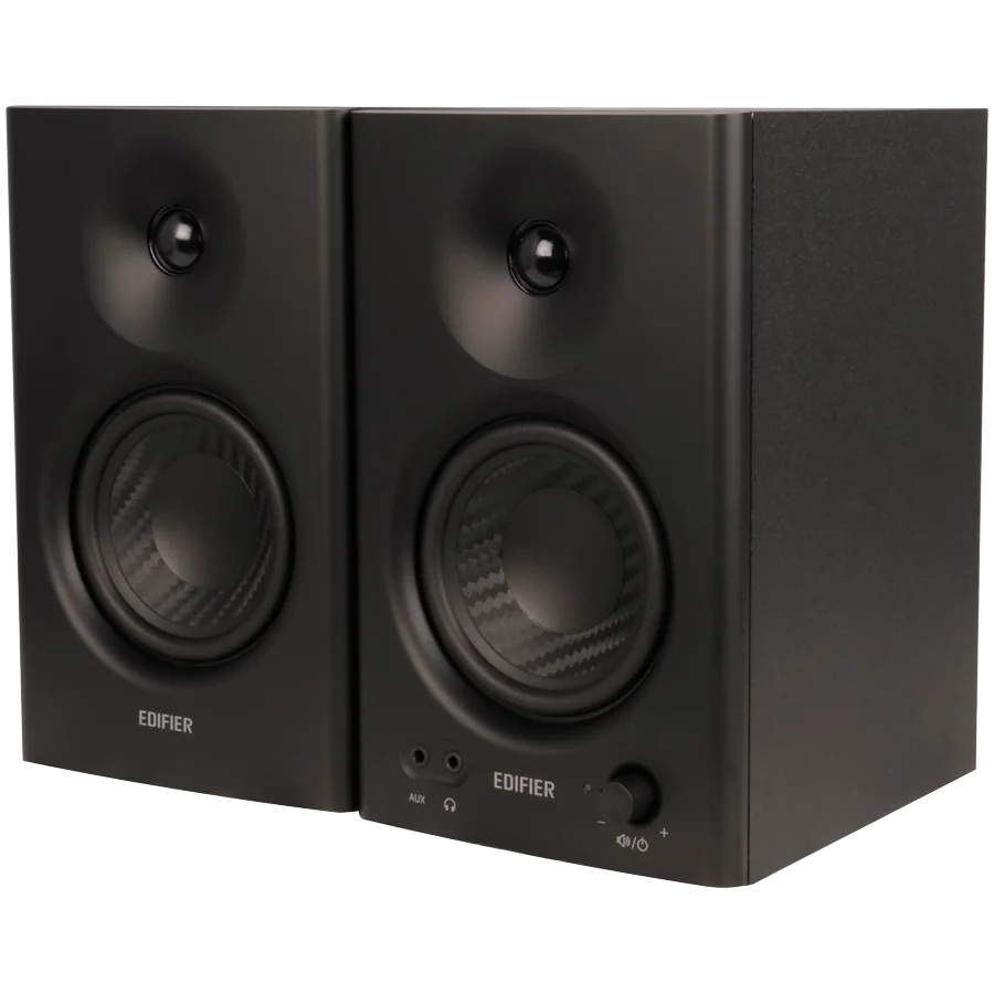 Edifier MR4 Active Studio Monitors, RCA, AUX, TRS, 1-inch Tweeters, 4-inch Woofers, 42W (RMS), Control Knob, Black