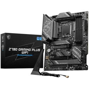 MSI Z790 GAMING PLUS WIFI , LGA 1700, 4xDDR5, Dual Channel DDR5 up to 7200+(OC)MHz, 3x PCIe x16 slot, 4x M.2 slots, 1x USB 3.2 Gen 2x2 (Type-C), 3x USB 3.2, 4x USB 2.0, 1x HDMI, 1x DP, 4x EZ Debug LED, 2.5G LAN, 7.1 Audio, ATX, 3Y
