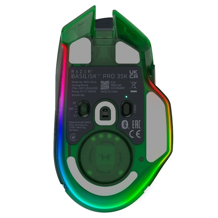 Razer Basilisk V3 Pro 35K Phantom Green Edition, Gaming mouse, Ergonomic Wireless Gaming Mouse, Charging Cable USB Type C, 30000DPI, Optical Mouse Switches Gen-3, 63 g, Focus Pro 30K Optical Sensor