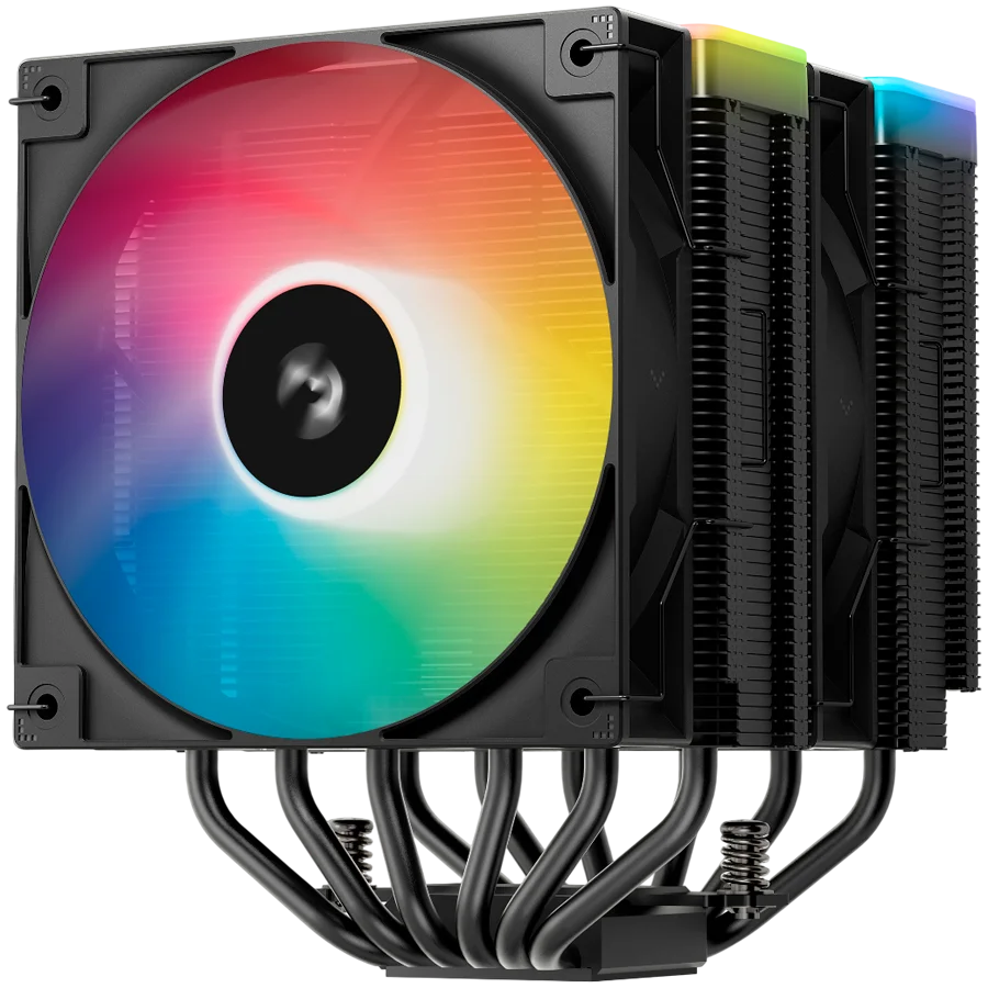 DeepCool AG620 BK ARGB V2, CPU Air Cooler, 2x120mm ARGB PWM Fan, Core Touch Technology 2.0, 6 Heatpipes, LGA1851/1700/1200/115x, AMD AM5/AM4, 129x136x161 mm(LxWxH), 2Y, R-AG620-BKAMMN-GJD