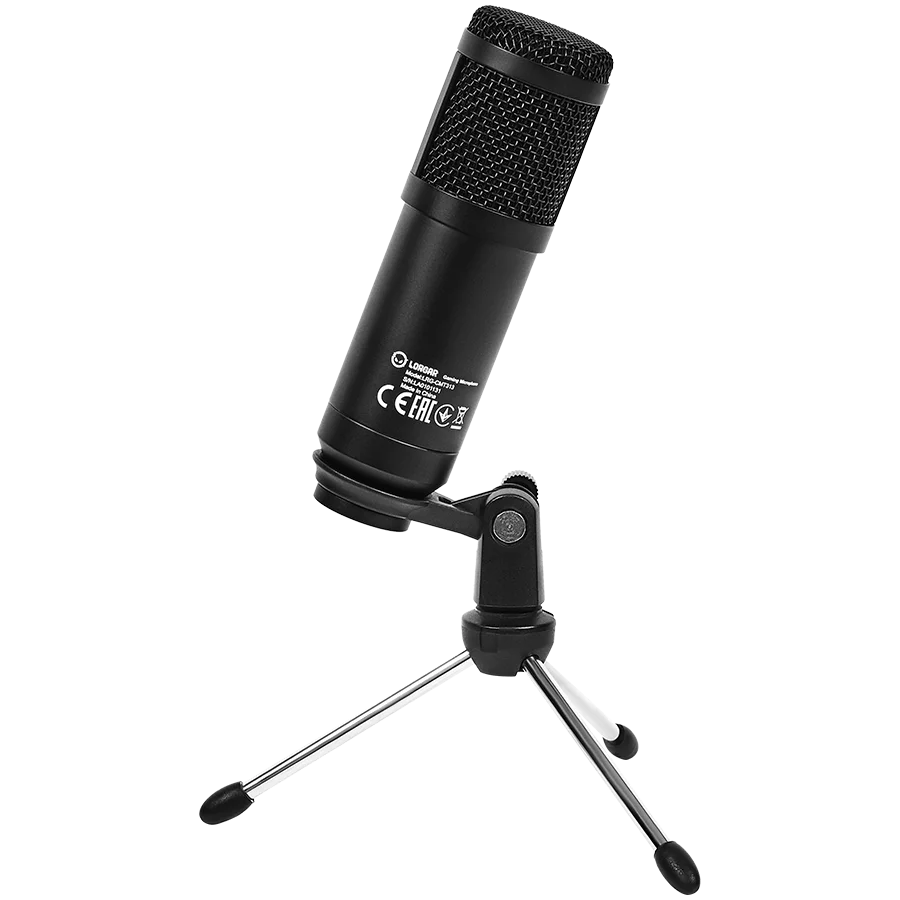 LORGAR Soner 313, Gaming Microphones, Black, USB condenser microphone with Volume Knob & Echo Kob, including 1x Microphone, 1 x 2.5M USB Cable, 1 x Tripod Stand, 1 x User Manual, body size: Φ47.4*158.2*48.1mm, weight: 243.0g