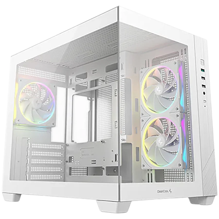 DeepCool CG330-3F WH, Mid Tower, Mini-ITX/Micro-ATX(Rear Connector), 1xUSB3.0, 2xUSB2.0, 1xAudio, 3x120mm Pre-Installed ARGB Fans, Tempered Glass, Mesh Panel, White, R-CG330-WHNGM3-G