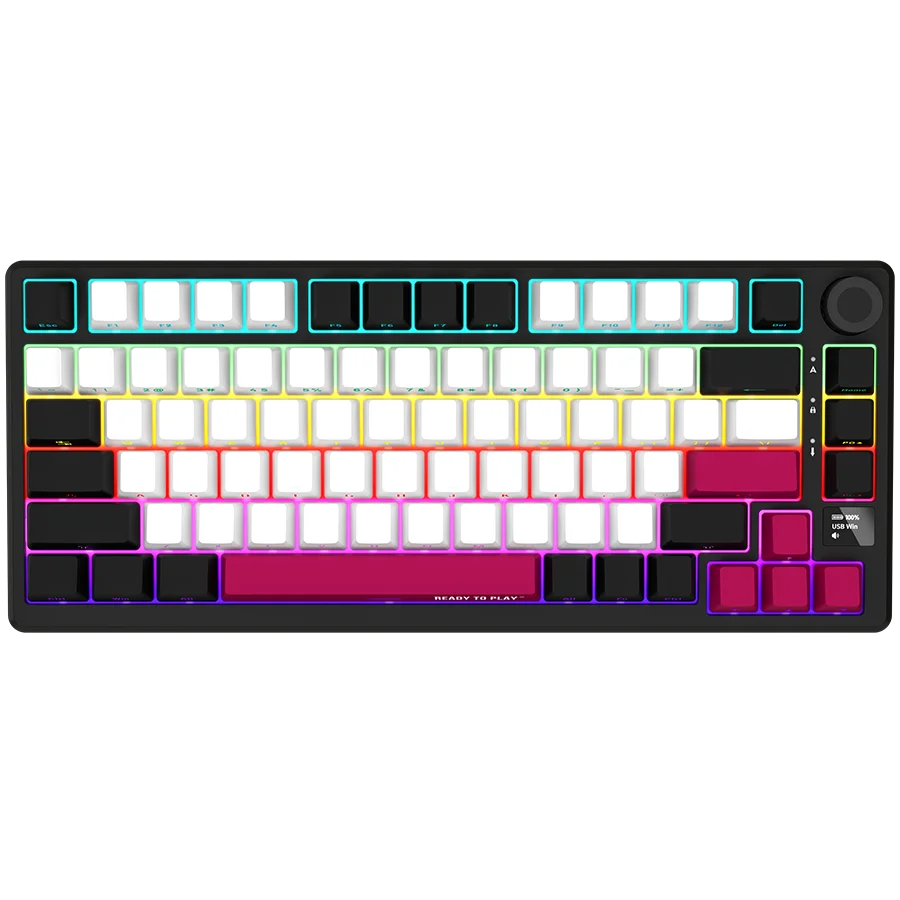 LORGAR KBP7075W, Wireless 75% Mechanical Gaming Keyboard Pro, Black/red, EN layout