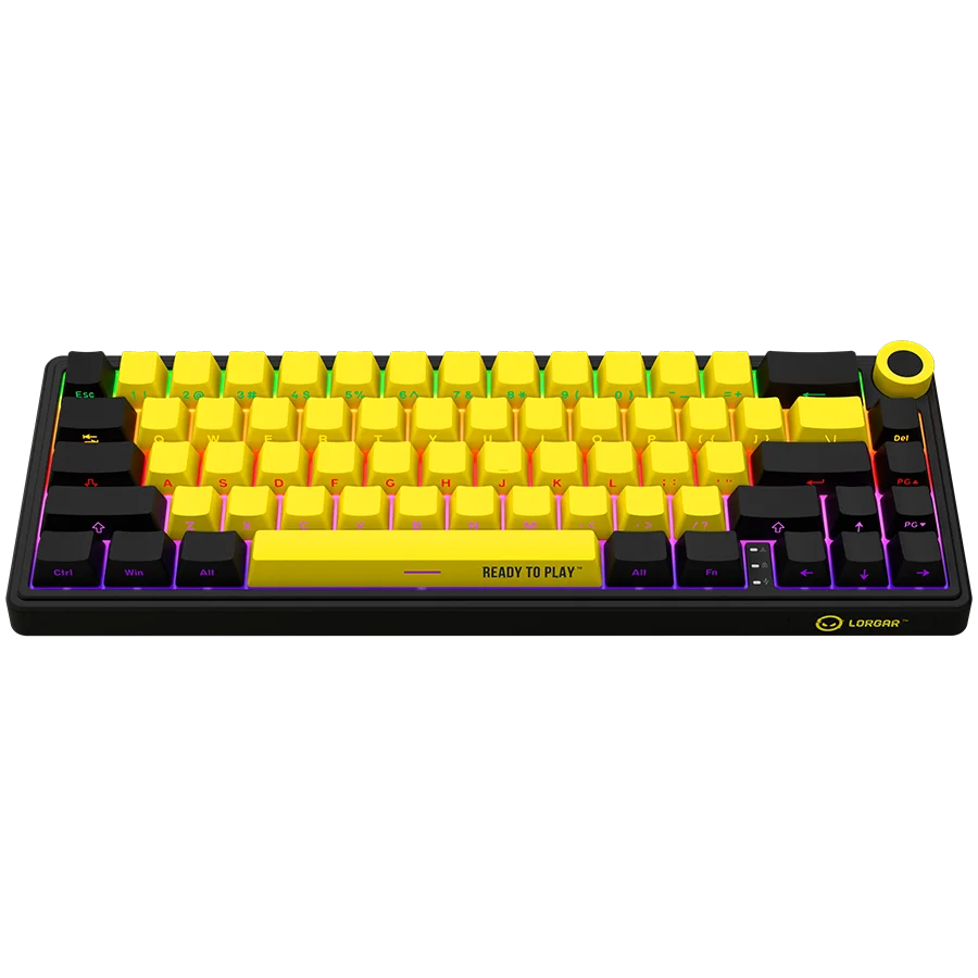 LORGAR KBP70MW, Wireless 65% Mechanical Gaming Keyboard Pro, Black/yellow, EN layout