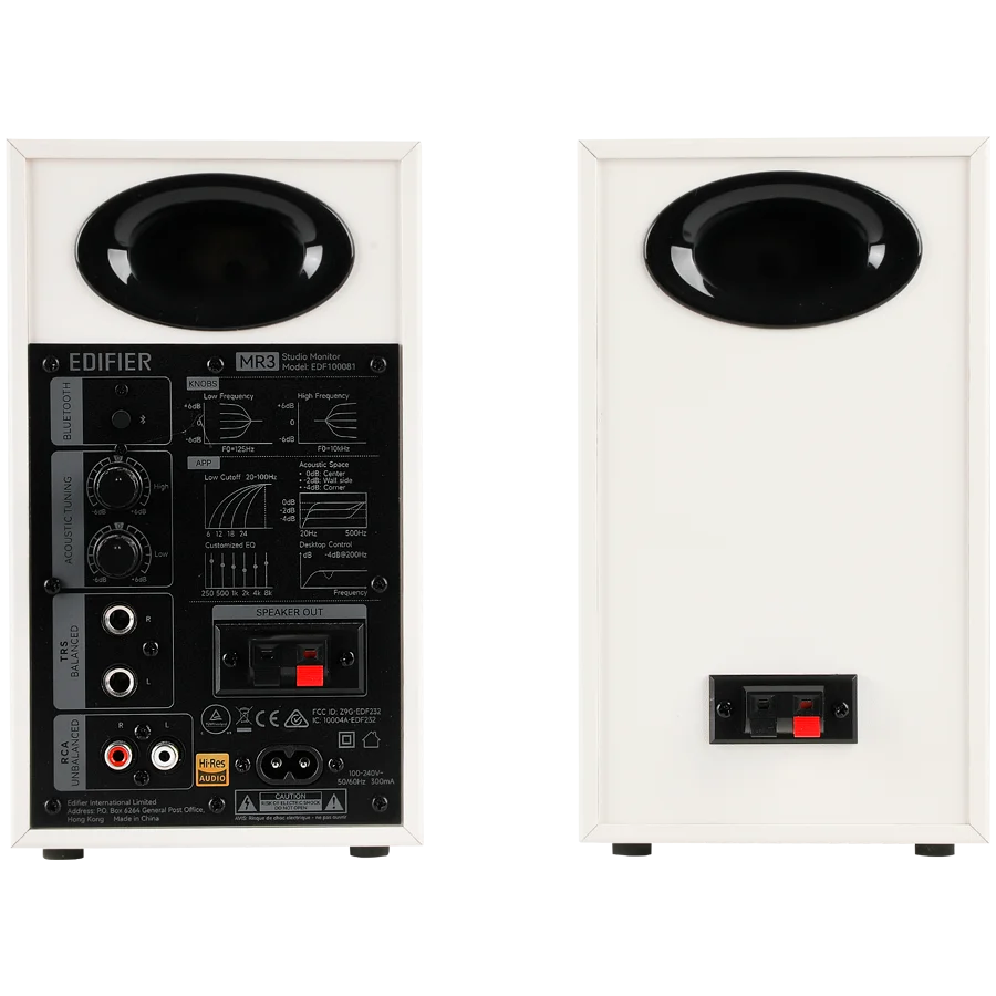 Edifier MR3 Active Studio Monitors, BT V5.4, RCA, AUX, 1-inch Tweeters, 3.5-inch Drivers, 36W (RMS), Tone Control Dials, White Edifier MR3 Active Studio Monitors, BT V5.4, RCA, AUX, 1-inch Tweeters, 3.5-inch Drivers, 36W (RMS), Tone Control Dials, White