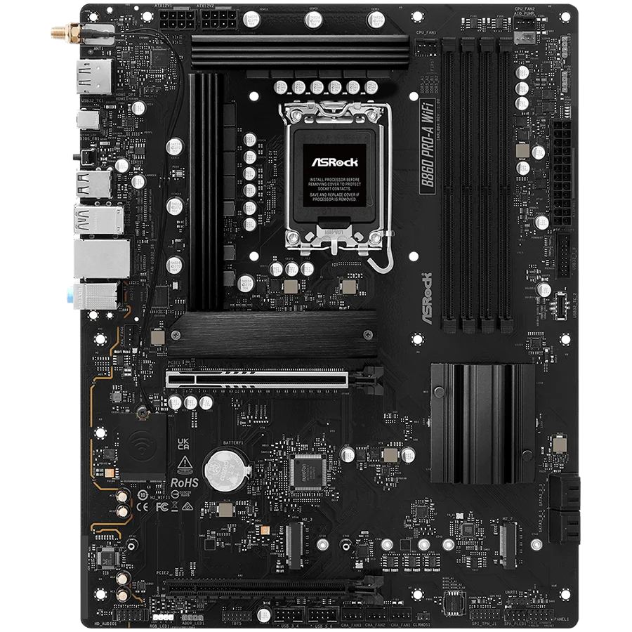 ASROCK B860 PRO-A WIFI, Socket 1851, 4x DDR5, WiFi, Bluetooth, ATX