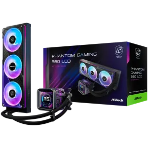Asrock PHANTOM GAMING 360 LCD, AiO liquid cooler, ARGB, IPS LCD, 360 mm radiator, AM5, AM4, LGA1851, LGA1700, 90-APGA36-BAAGA5, 6Y
