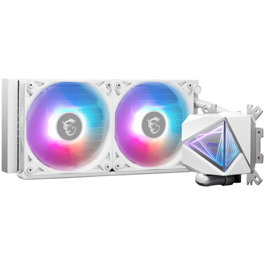 MSI MAG CORELIQUID I240 WHITE 2x 120mm ARGB Fans, Aluminium Radiator, Loop Dynamic Bearing, Intel LGA 1150/1151/1155/1156/1200/1700/1851, AMD AM5/AM4, 3Y Warranty
