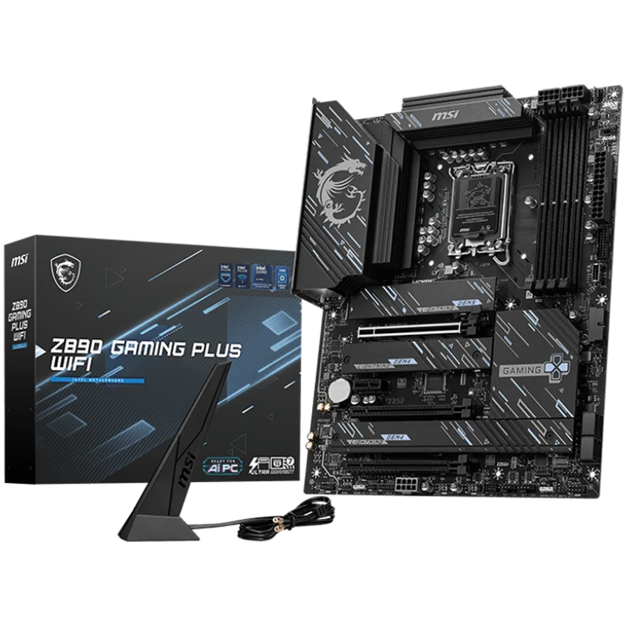 MSI Z890 GAMING PLUS WIFI LGA 1851, Dual Channel DDR5 up to 9200(OC)MHz, 3x PCIe x16 slots, 4x M.2 slot, 4xUSB 2.0, 2xUSB 5Gbps A, 1xUSB 10Gbps A, 1xUSB 10Gbps C, 1x HDMI, 1x Type-C DP,1x DP, 5GbpsLAN, 7.1 Audio, 3y warranty