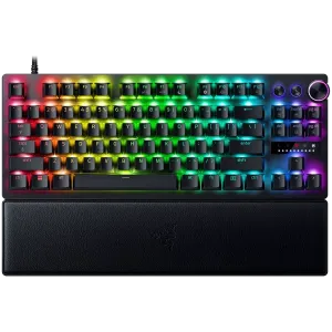 Razer Huntsman V3 Pro Tenkeyless, Gaming keyboard, Analog Optical Switch gen2, Razer Chroma RGB, Magnetic Firm Leatherette Wrist Rest, Multi-function Dial with 3 dedicated button, Detachable Type C Cable, 1000 Hz Polling Rate, Brushed Aluminum Alloy
