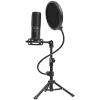 LORGAR Voicer 721, Gaming Microphone, Black, USB condenser microphone with tripod stand, pop filter, including 1 microphone, 1 Height metal tripod, 1 plastic shock mount, 1 windscreen cap, 1,2m metel type-C USB cable, 1 pop filter, 154.6x56.1mm