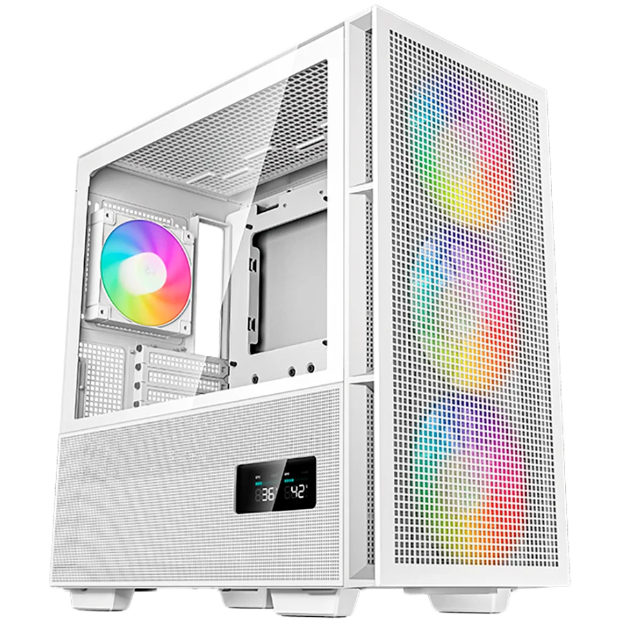 DeepCool CH560 Digital WH, Mid Tower, Mini-ITX/Micro-ATX/ATX/E-ATX, 1xUSB3.0, 1xType-C, 1xAudio, 3x140mm+1x120mm Pre-Installed ARGB Fans, Tempered Glass, Mesh Panels, Dual-Status Digital Display, GPU Support Arm, White, R-CH560-WHAPE4D-G-1 DeepCool CH560 Digital WH, Mid Tower, Mini-ITX/Micro-ATX/ATX/E-ATX, 1xUSB3.0, 1xType-C, 1xAudio, 3x140mm+1x120mm Pre-Installed ARGB Fans, Tempered Glass, Mesh Panels, Dual-Status Digital Display, GPU Support Arm, White, R-CH560-WHAPE4D-G-1
