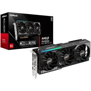 ASROCK Video Card AMD Radeon RX 9070 XT Challenger 16GB GDDR6 256-bit, 1x HDMI, 3x DP, 2x 8-pin PWR connector, PCIe 5.0 x16, recommended PSU 800W, 290 x 23 x 56 mm, 2.8-slot, 90-GA61ZZ-00UANF