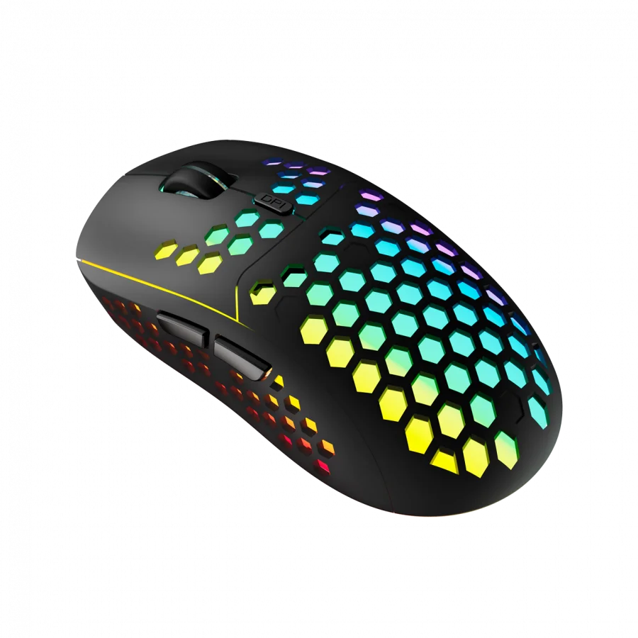 Canyon 7keys Gaming 2.4G wireless mouse, KA8 sensor, DPI up to 1600, rubber coating on panel, Huano 1million switch, 45cm PVC cable, ABS material. 400mAh battery, size: 125.8*63.7*41mm, weight: 95g, Black
