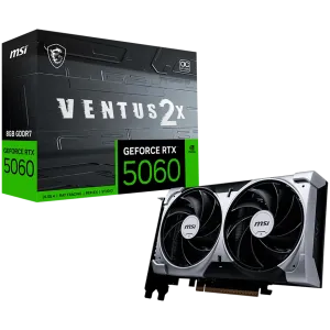 MSI Video Card NVIDIA GeForce RTX 5060 8G VENTUS 2X OC, 8GB GDDR7, 128-bit, 2535 MHz Boost, 3840 CUDA Cores, PCIe 5.0 (x8), 3x DP 2.1b, HDMI 2.1b, RAY TRACING, Dual Fan, 145W TDP, 8-pin PCIe Power, G-SYNC, 2-Slot, 3Y