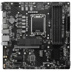 MSI PRO B760M-P DDR4, mATX, Socket 1700, Dual Channel DDR4 4800(OC)MHz, 1x PCIe x16 slots, 2x M.2 slots, 1x HDMI, 1x DP, 1x VGA, 1x USB 3.2 Gen 2 Type-C, 1x USB 3.2 Gen 1, 4x USB 2.0, 7.1 HD Audio, 1Gbps LAN, 3Y