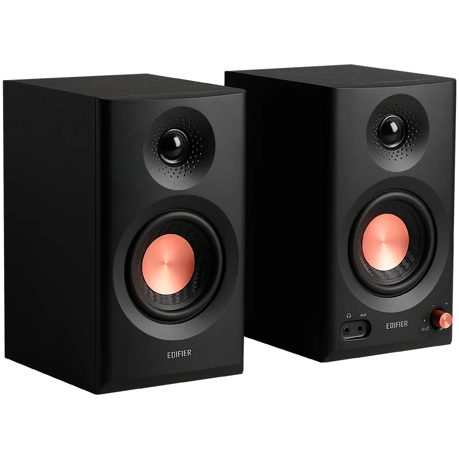 Edifier MR3 Active Studio Monitors, BT V5.4, RCA, AUX, 1-inch Tweeters, 3.5-inch Drivers, 36W (RMS), Tone Control Dials, Black