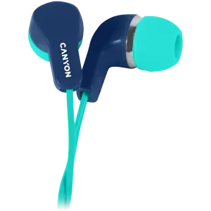 CANYON Stereo Earphones with inline microphone, Green+Blue