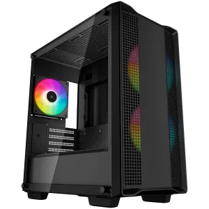 DeepCool CC360 ARGB, Mid Tower, Mini-ITX/Micro-ATX, 1xUSB3.0, 1xUSB2.0, 1xAudio, 3x120mm Pre-Installed ARGB Fans, Tempered Glass, Mesh Panel, Black, R-CC360-BKAPM3-G-1