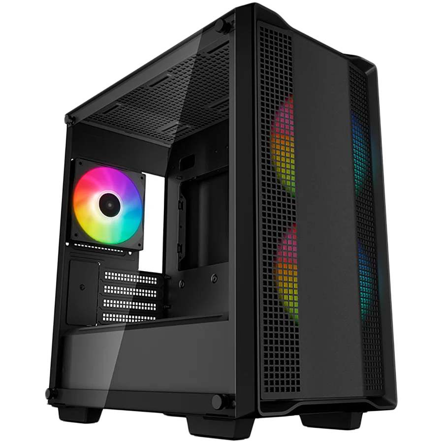 DeepCool CC360 ARGB, Mid Tower, Mini-ITX/Micro-ATX, 1xUSB3.0, 1xUSB2.0, 1xAudio, 3x120mm Pre-Installed ARGB Fans, Tempered Glass, Mesh Panel, Black, R-CC360-BKAPM3-G-1