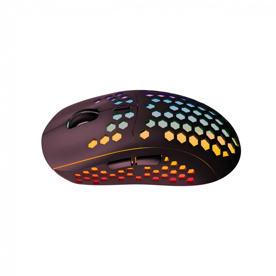 Canyon 7keys Gaming 2.4G wireless mouse, KA8 sensor, DPI up to 1600, rubber coating on panel, Huano 1million switch, 45cm PVC cable, ABS material. 400mAh battery, size: 125.8*63.7*41mm, weight: 95g, Black
